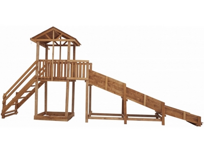 Детская игровая площадка Башня с зимней горкой и с широкой лестницей