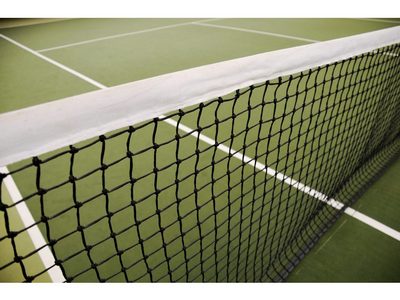 Сетка для большого тенниса 12,8х1,07 м яч. 40х40 мм,обшивка с 4-х сторон, Ø 5,0 - зеленая с крепеж.